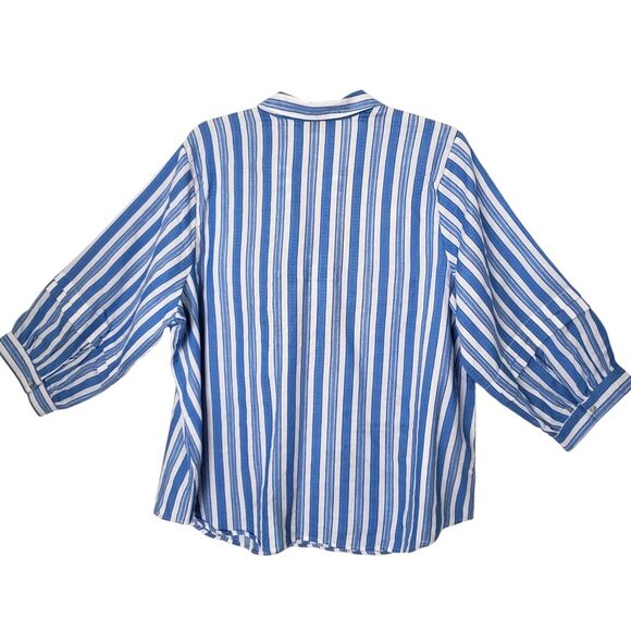 Ruby Rd 2X Plus Boho Striped Embroidered V-Neck Tunic Top Coastal Grandmother - Picture 3 of 9